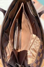 Load image into Gallery viewer, Shoulder Bag Checkered Brown tote
